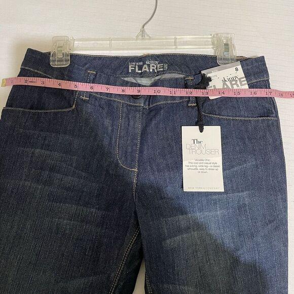New York & Company Women’s 8P Flare Leg Jeans Low Rise Dark Wash Trouser Y2K NWT - Picture 6 of 6